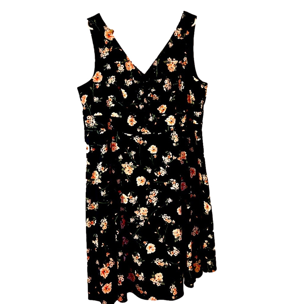 Torrid-Vintage Style Fit & Flare Dress midi Black w/Floral sz 20